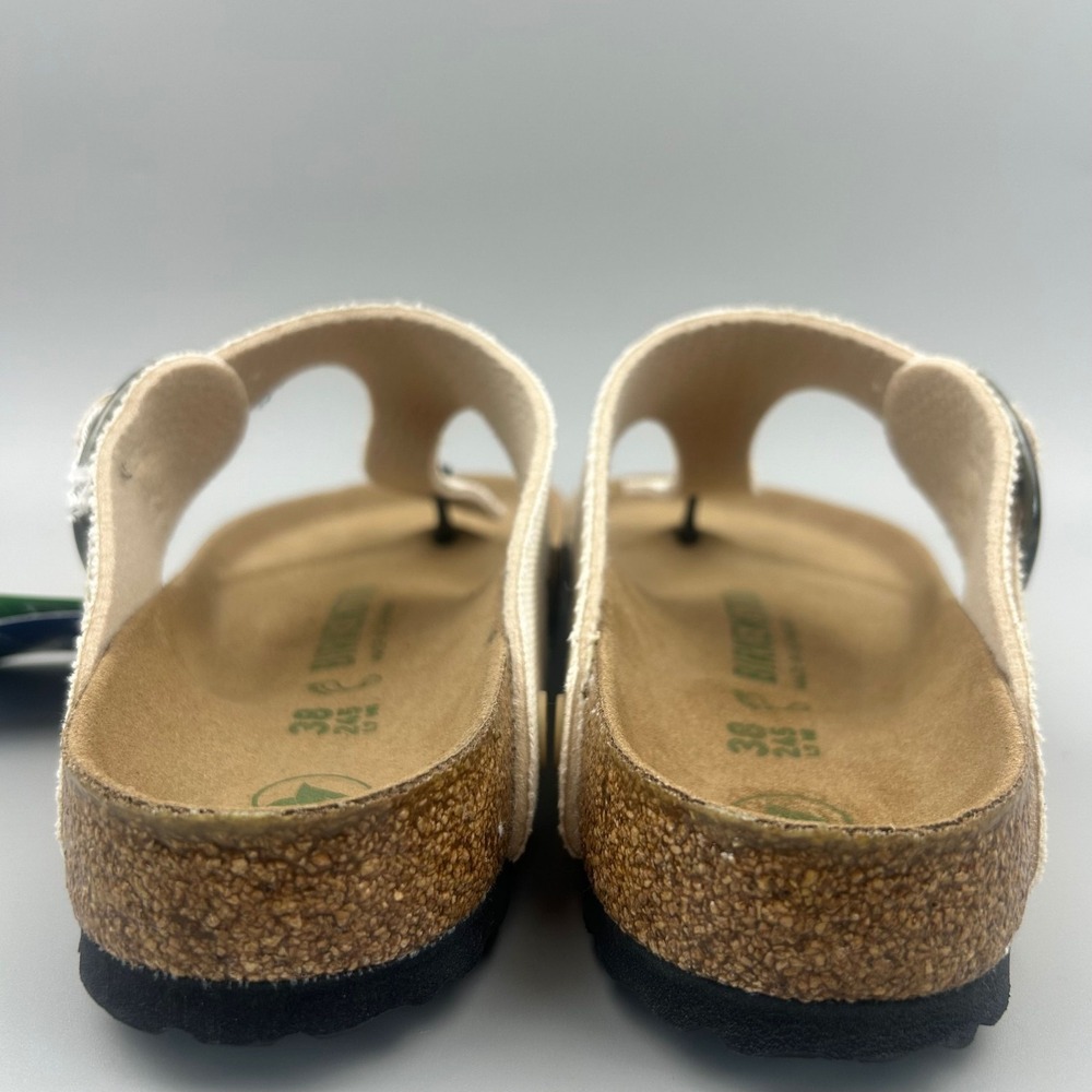 Birkenstock Gizeh Women Size 7 Off White Vegan Canvas Thong Buckle Sandals NEW - Picture 4 of 6